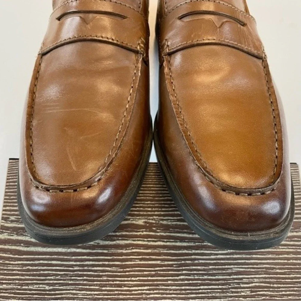 CLARKS TILDEN WAY PENNY LOAFER Size 11 Brown Camel Leather Slip on